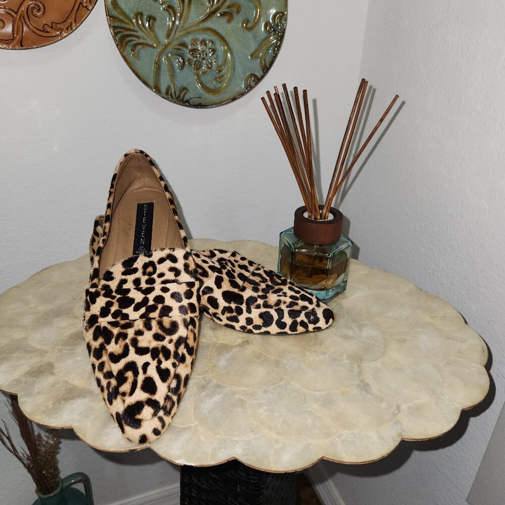 Steven by Steve Madden, leather, animal print flat